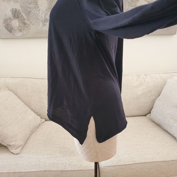 Caslon High-Low Cotton Long Sleeve Tee size Small in Black - Picture 6 of 11